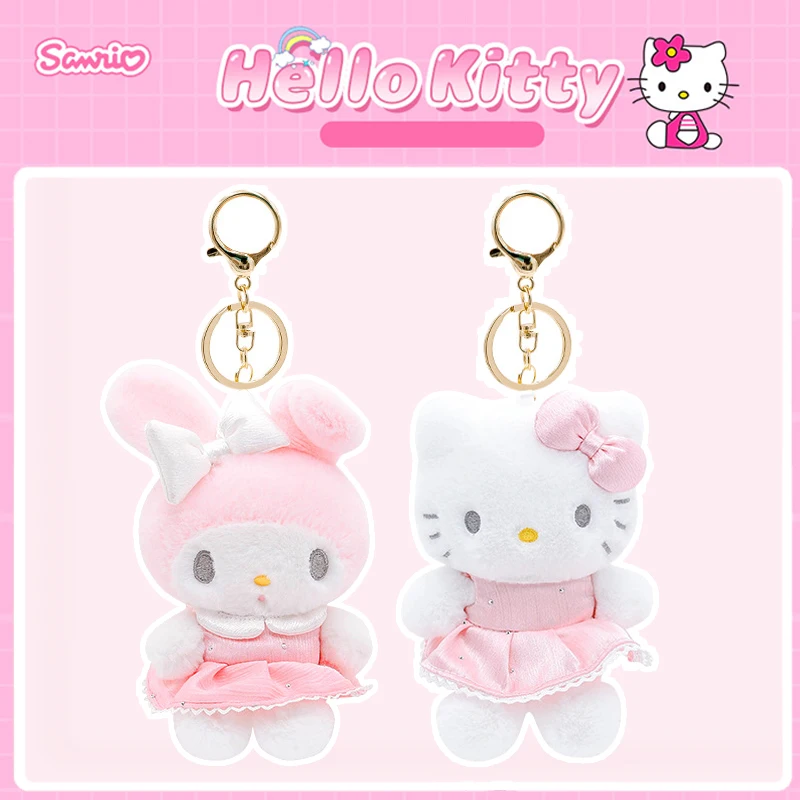 

Подлинный Sanrio Hello Kitty Melody, милый брелок для девочек, школьная сумка, подвеска, детские плюшевые игрушки, брелок для ключей, плюшевый подарок на день рождения, Рождество