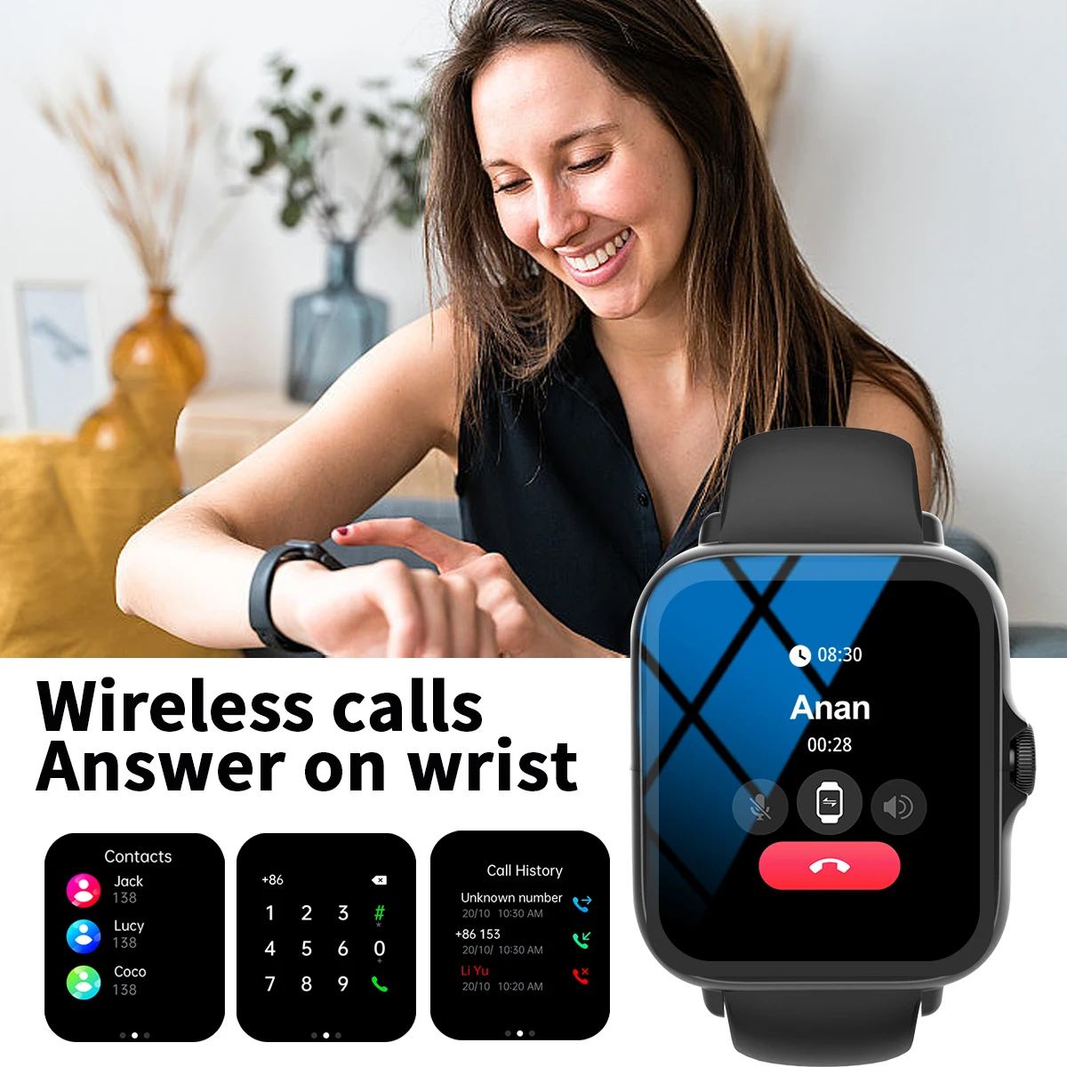 Smart Watch with Wireless Calling and APP Reminders