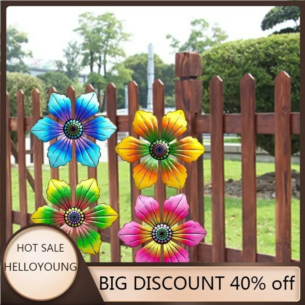 HelloYoung Metal Flower Wall Art Sculpture Outdoor Hanging Ornament for Home Garden Yard Art Patio Outdoor Decorations 2023