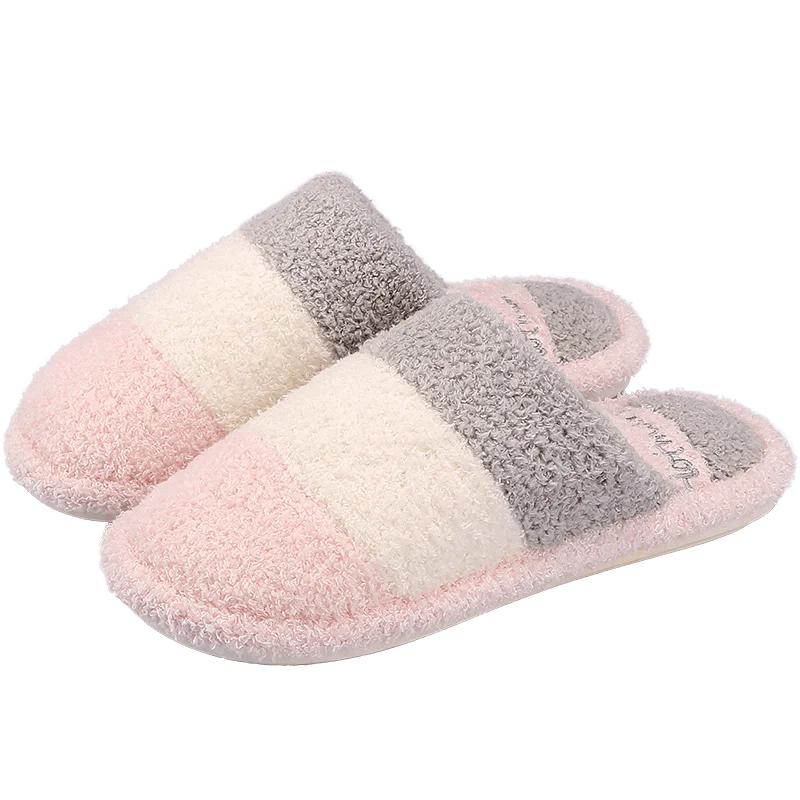 Plush cotton slippers women winter outdoor wear non-slip couples home warm home indoor men's confinement cotton shoes