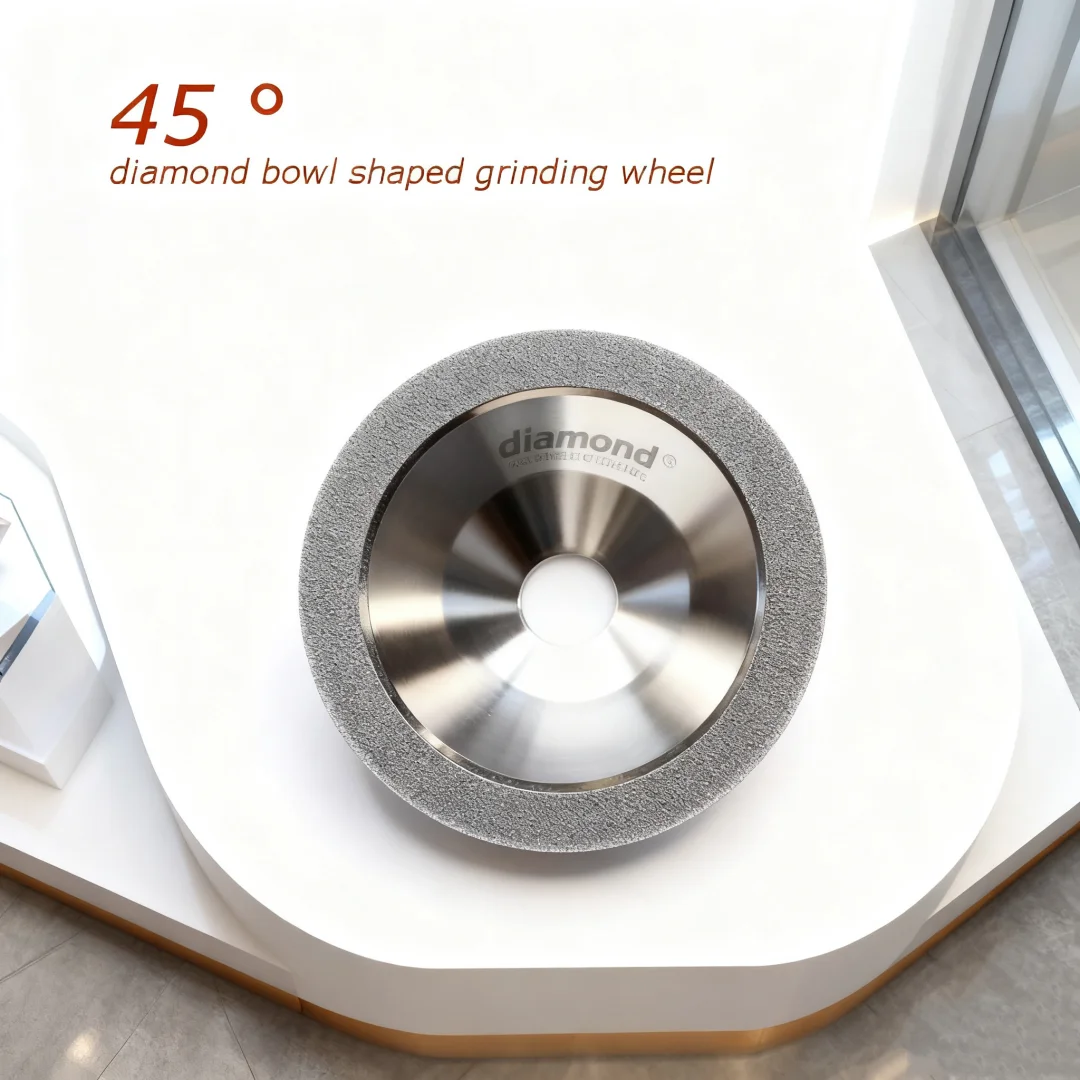 45° Diamond Bowl Shaped Grinding Wheel Dia100mm Abrasive Disc for Tungsten Steel Milling Cutter Carving Knife Alloy Grinding