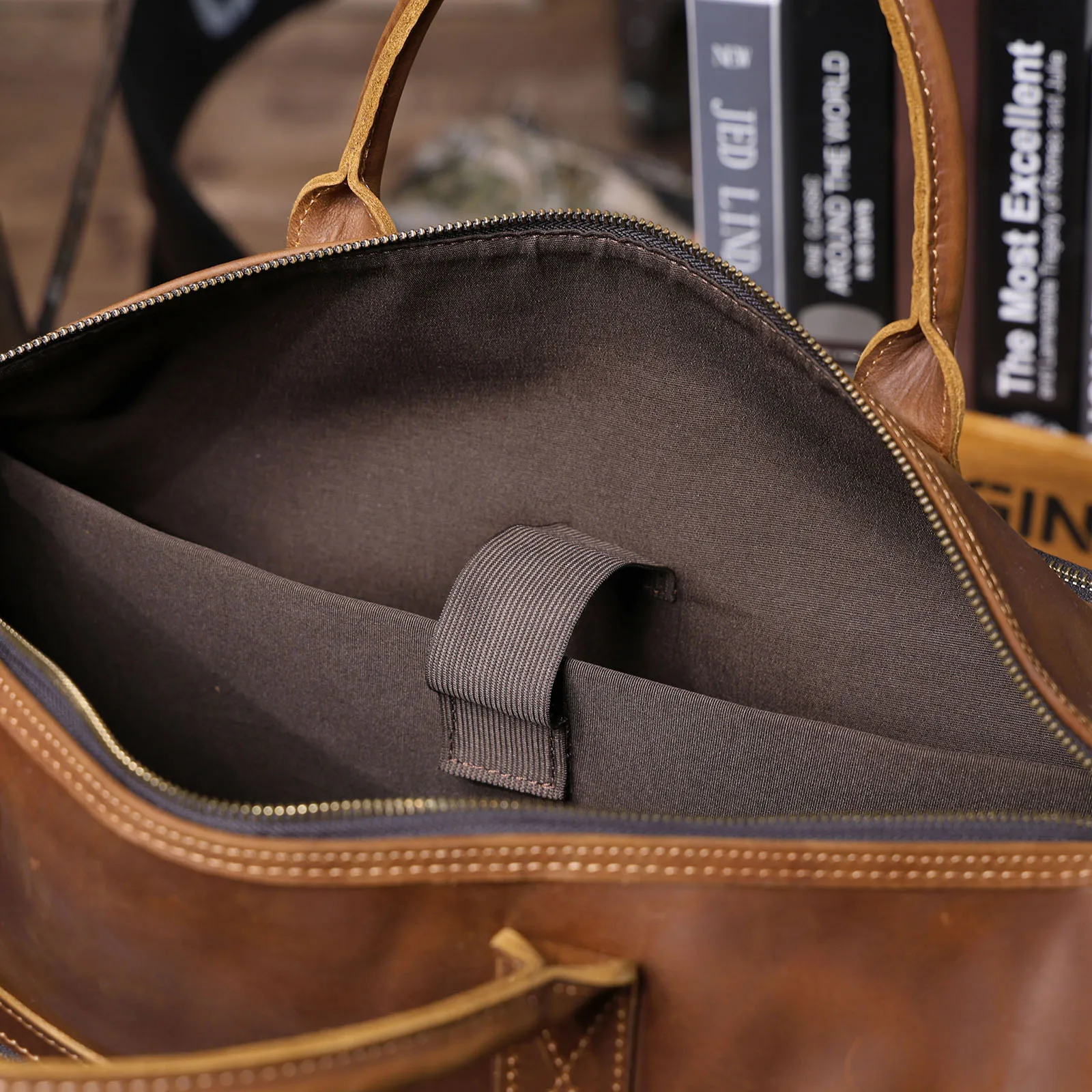 S.WORKER Premium Echtleder Business-Handtasche Vintage Herren Vollnarbenleder-Aktentasche für Geschäftsarbeit 16" Laptop-Tasche – Detail 22