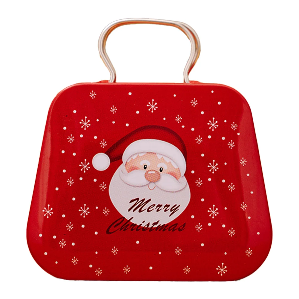 

1pc Christmas Tinplate Candy Box Cookie Chocolate Gifts Empty Boxes Mini Handbags Shape Empty Boxes New Year Party Supplies