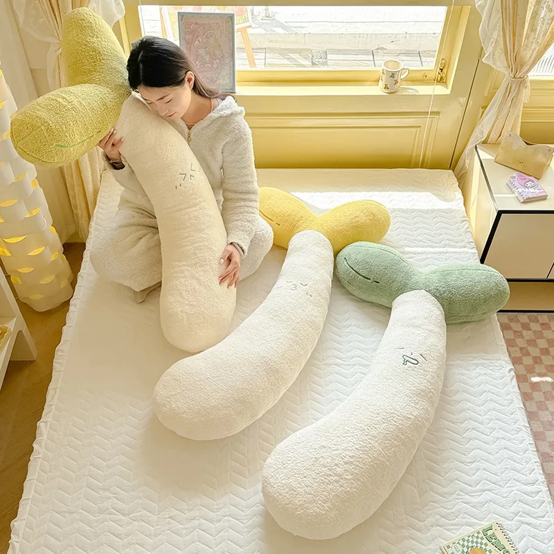 Sleeping on the side of the bed for girls legpinching artifact pillow removable and washable cute bean sprouts long throw pillow view 2