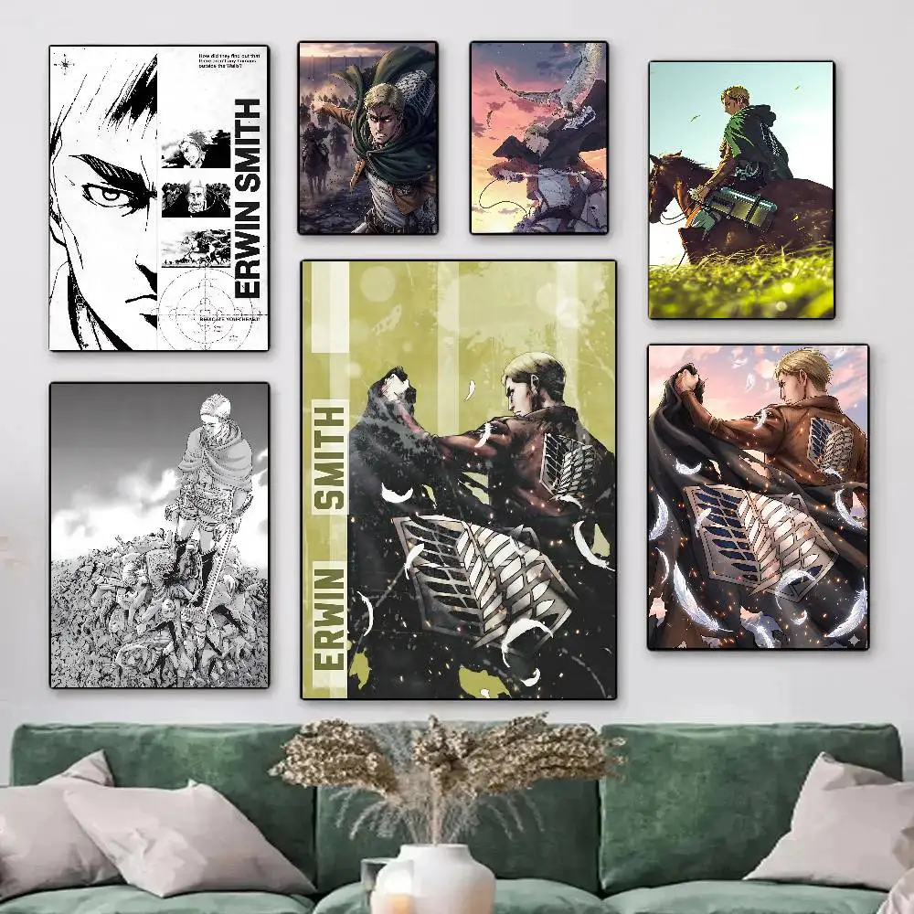 1pc Erwin Smith Anime A-Attack On Titan Posters HD Print Vintage Wall Art Decor for Home Study Room