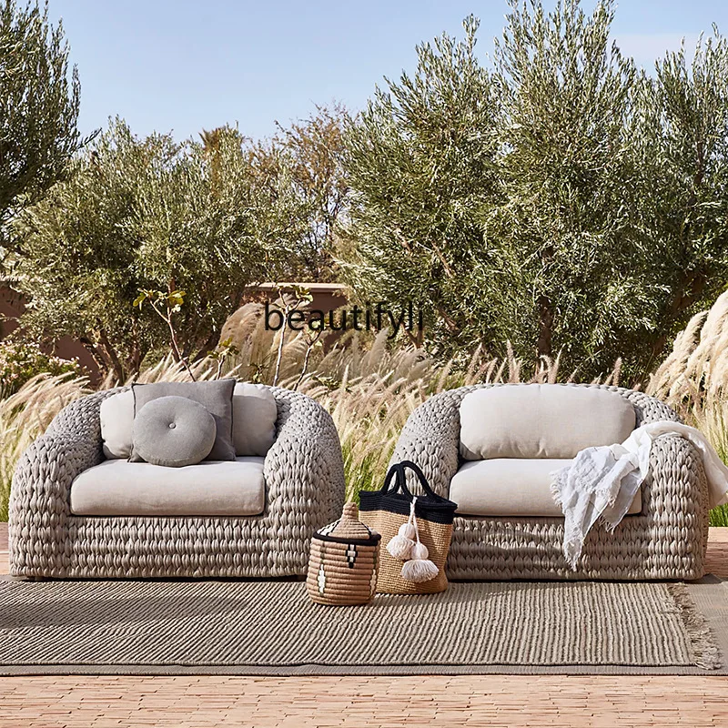 

Outdoor Sofa Hotel Open-air Dining Bar Country Homestay Villa Courtyard Garden Terrace Nordic Leisure Rattan Combination