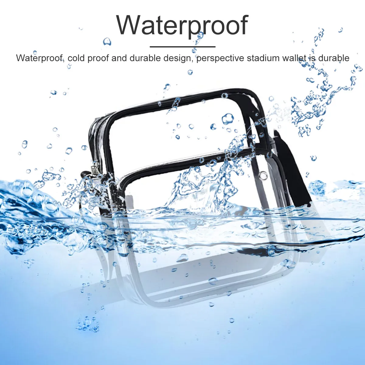 Hand-free Transparent Crossbody Bag PVC Waterproof Messenger Bag Headphone Jack Design Shoulder Bag for Concerts Sports Events