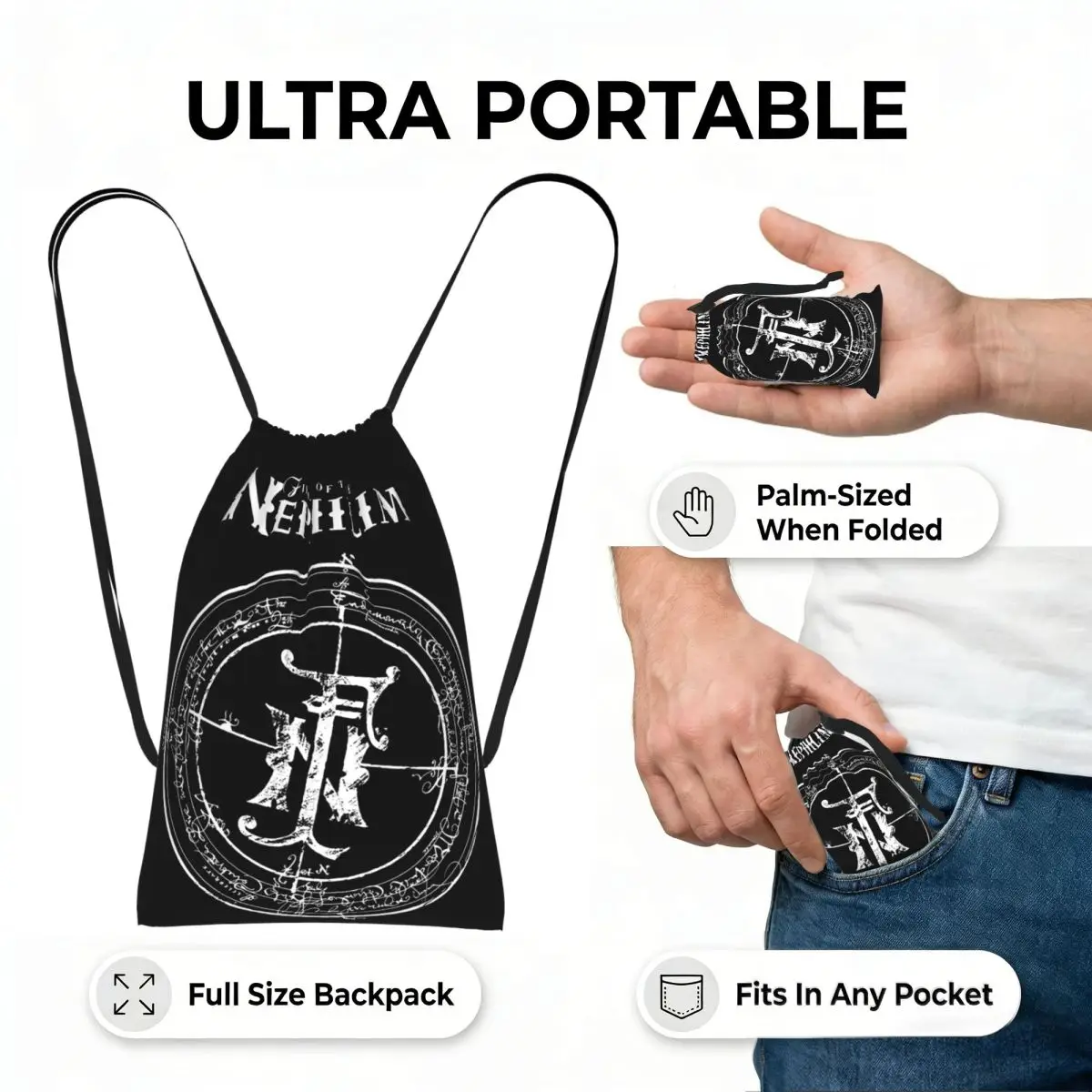 Fields Of The Nephilims Forever Remain Drawstring Backpack Sports Gym Bag Portable Travel Drawstring Bag for Men Women