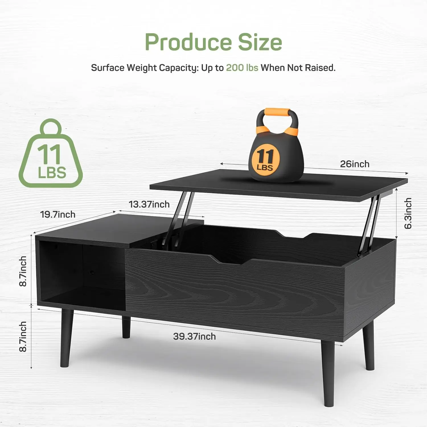 Lift Top Coffee Tables for Living Room, Small Modern Wooden Center Tables with Storage Shelf and Hidden Compartment