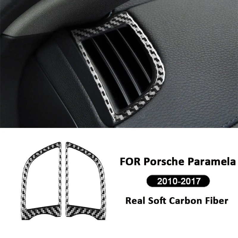 

For Porsche Paramela 2010-2017 Carbon Fiber Car Instrument Panel Left Right Air Outlet Vent Frame Interior Decoration Sticker