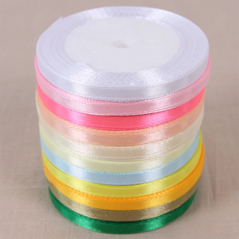 25yards/roll 6mm Satin Ribbon DIY Handmade Crafts Fabric Christmas Halloween Wedding Party Gift Box Flower Cake Decoration Tape