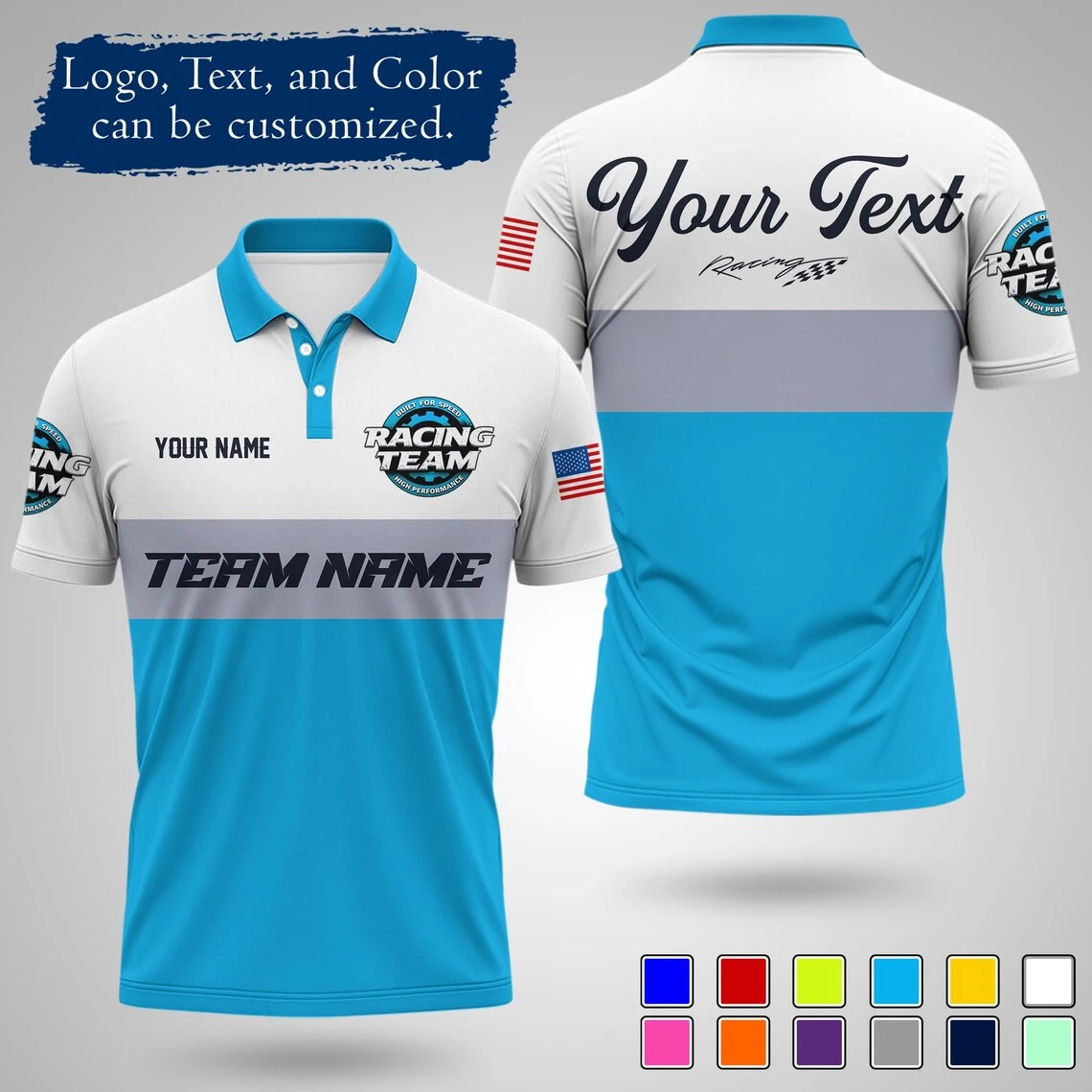 Custom Racing Team Polo Shirt Personalized Diy Name And Logo Quick Dry Short Sleeve Casual Sports Tees Uniform For Men And Women