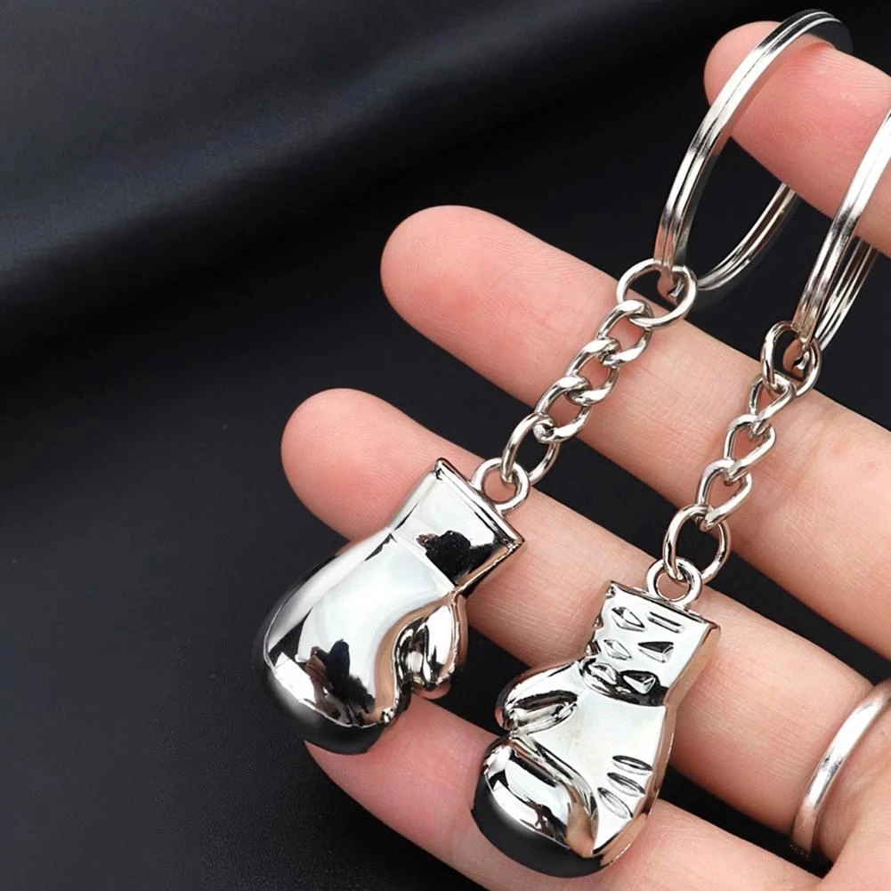 Fashion Men Boxing Gloves Pendant Keychain 3D Metal Boxer Movement Fighting Jewelry Men\'s Car Keyring Club Match Gift Souvenir