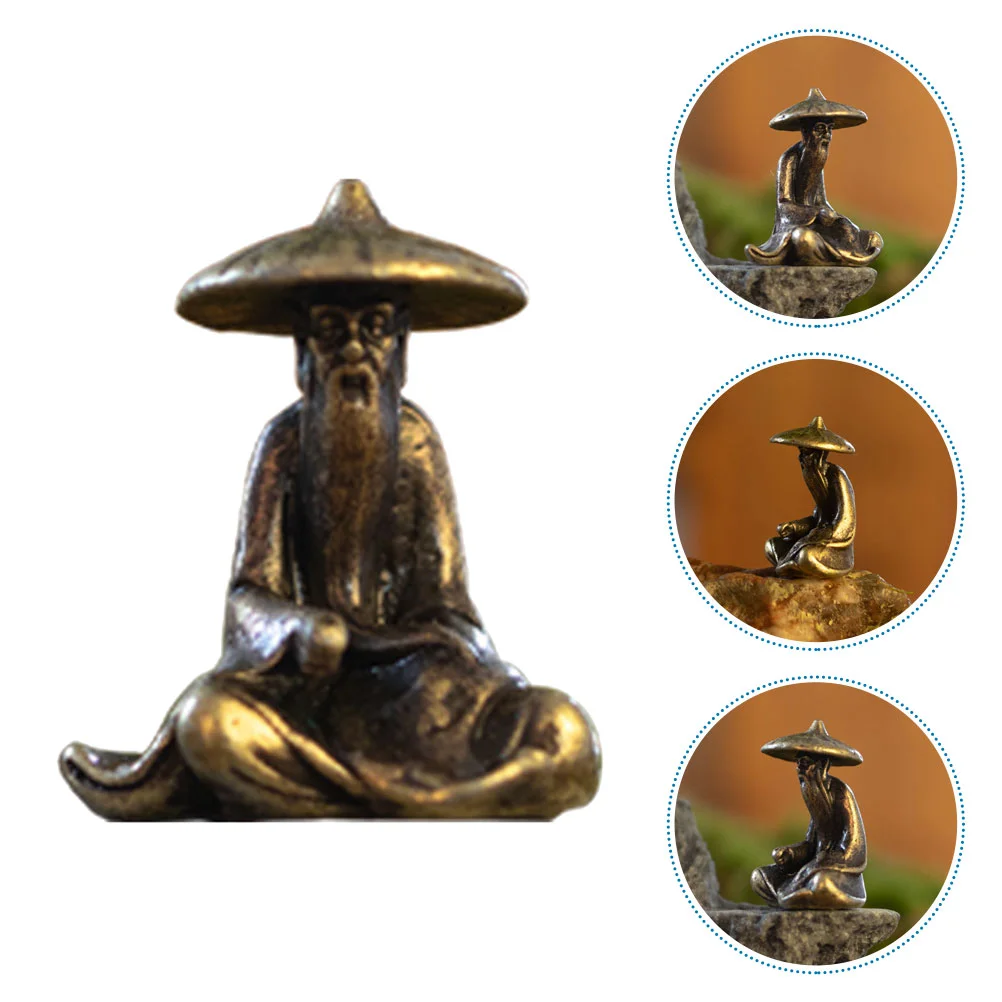 

Fishing Statue Home Decors Alloy Fisherman Ornaments Aquarium Decoration Boy Adornments Figurine Bonsai