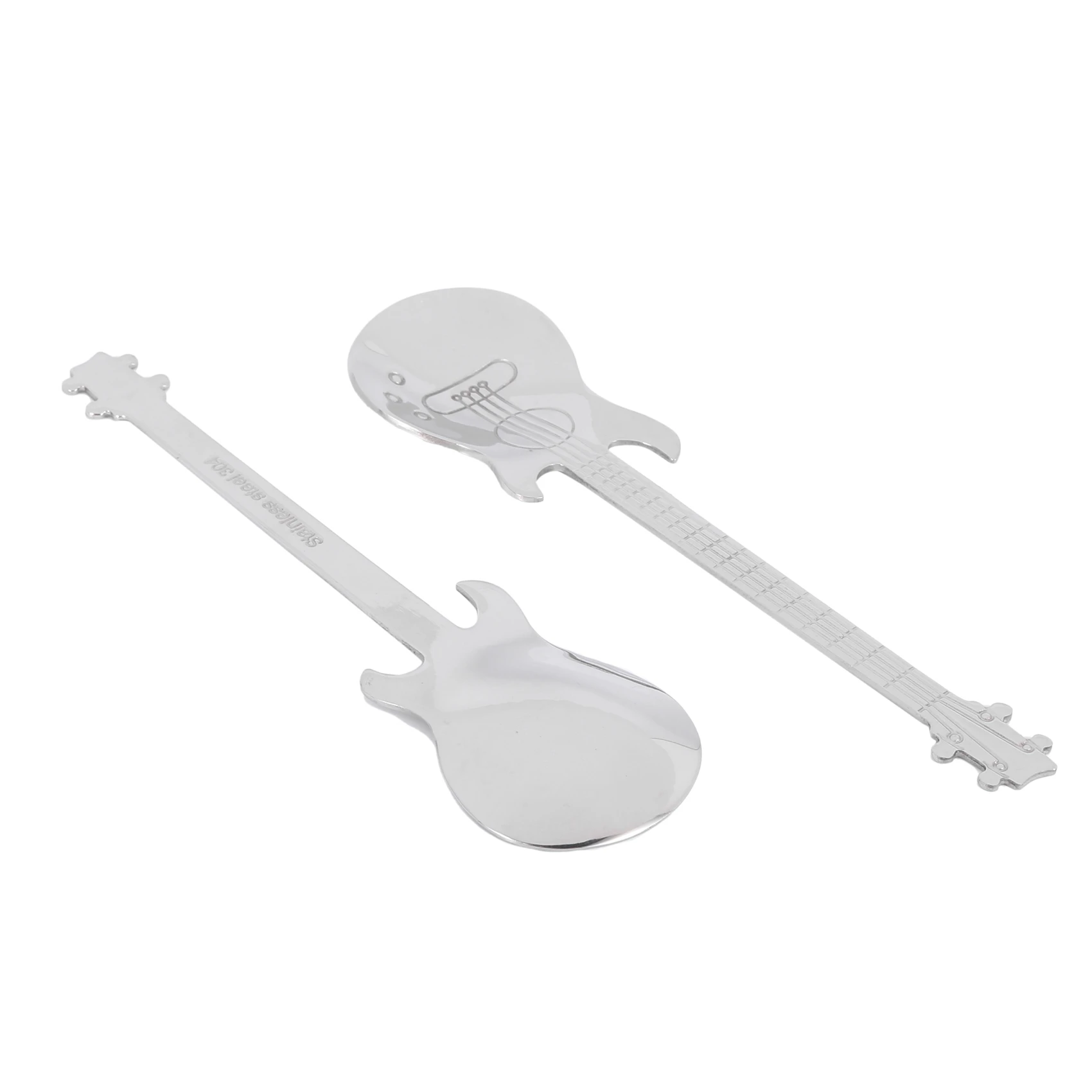 A02M-Guitar Coffee Teaspoons,20 Pcs Stainless Steel Musical Coffee Spoons Teaspoons Mixing Spoons Sugar Spoon(Silver)