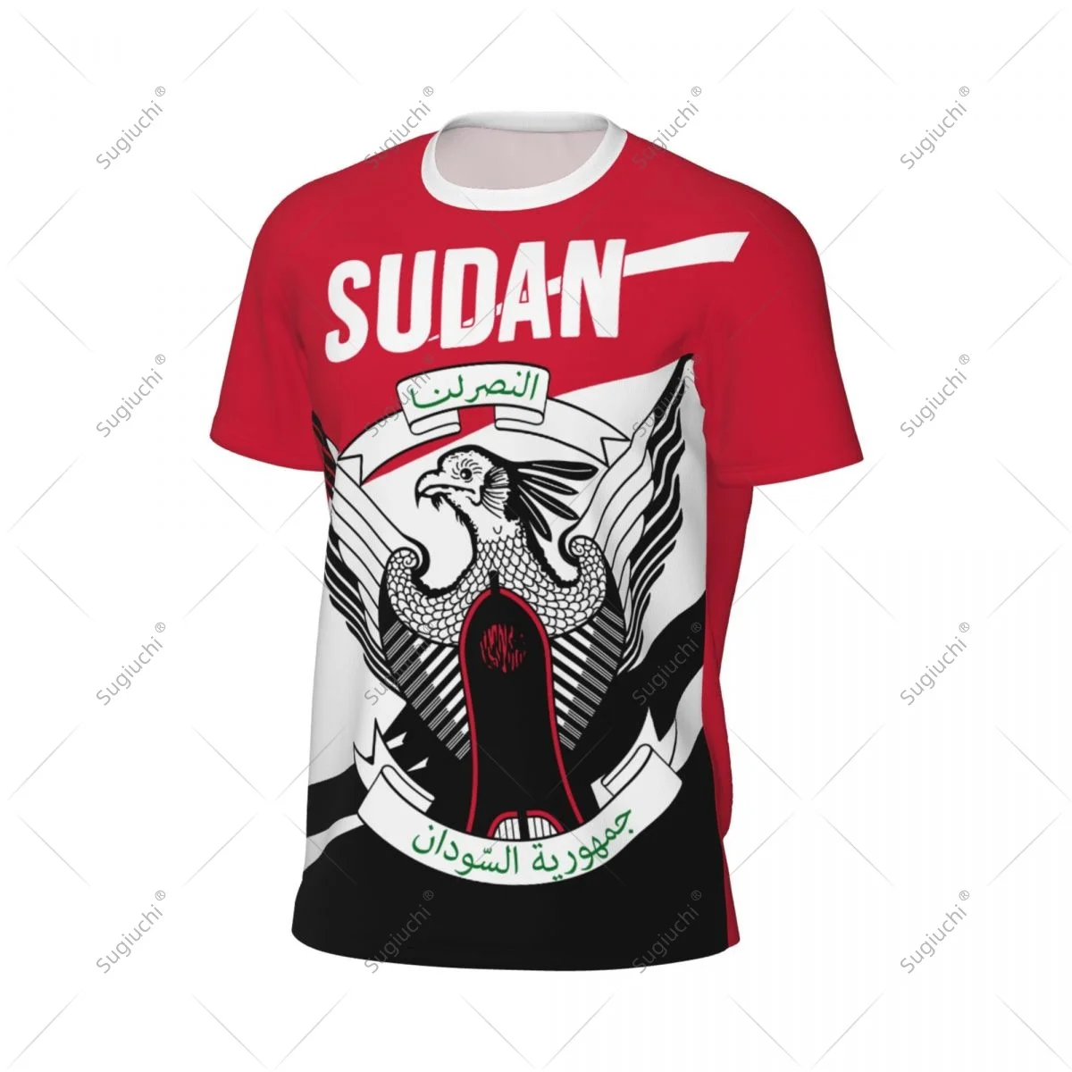 Sudan Flag Men Sports T-shirt Women Tees jersey for Soccer Football Running Bike Tennis Fitness Fans view 3