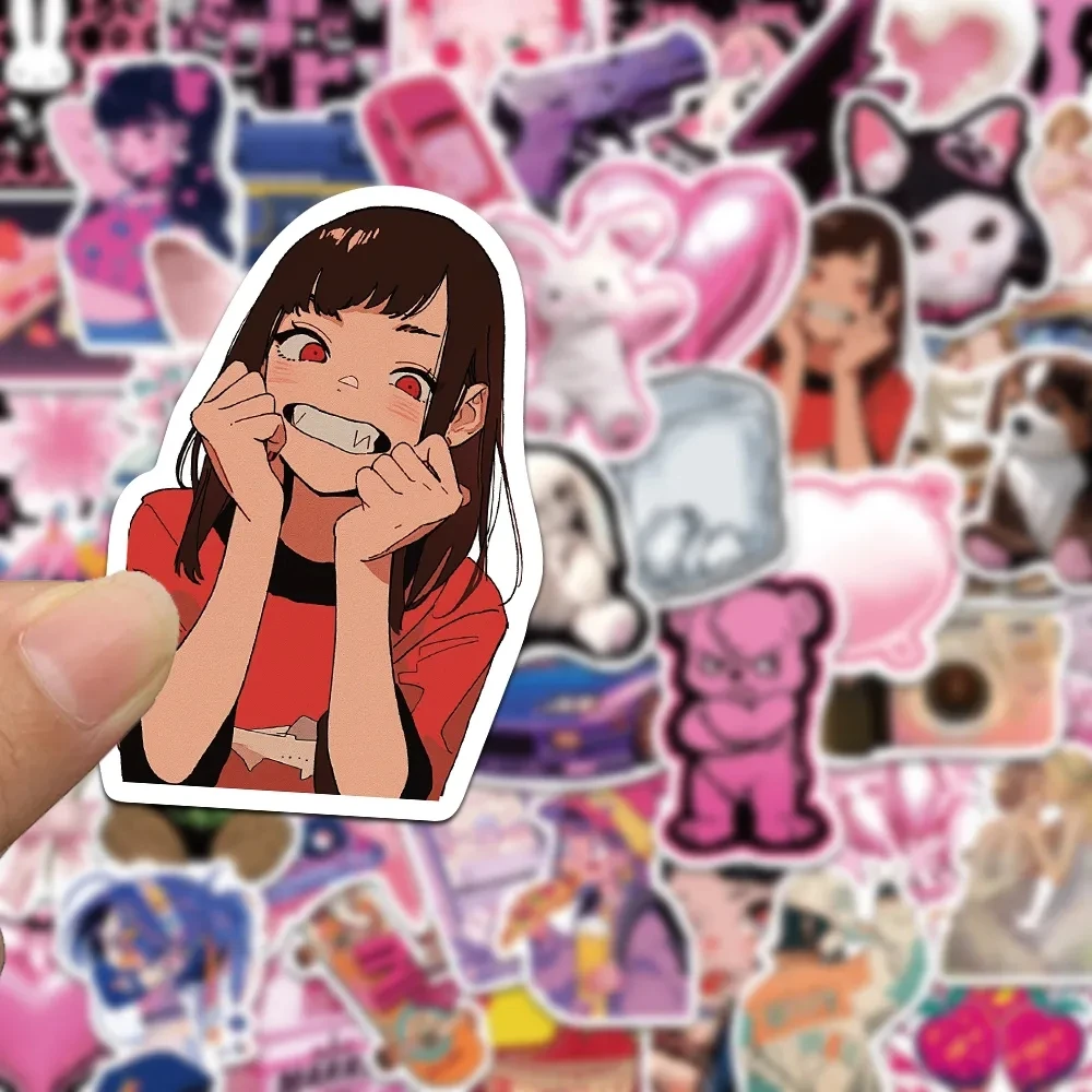 

10/30/50pcs Cool Anime Pink Girls Aesthetic Stickers Kawaii Cartoon Sticker Notebook Luggage Laptop Skateboard Decals Packing