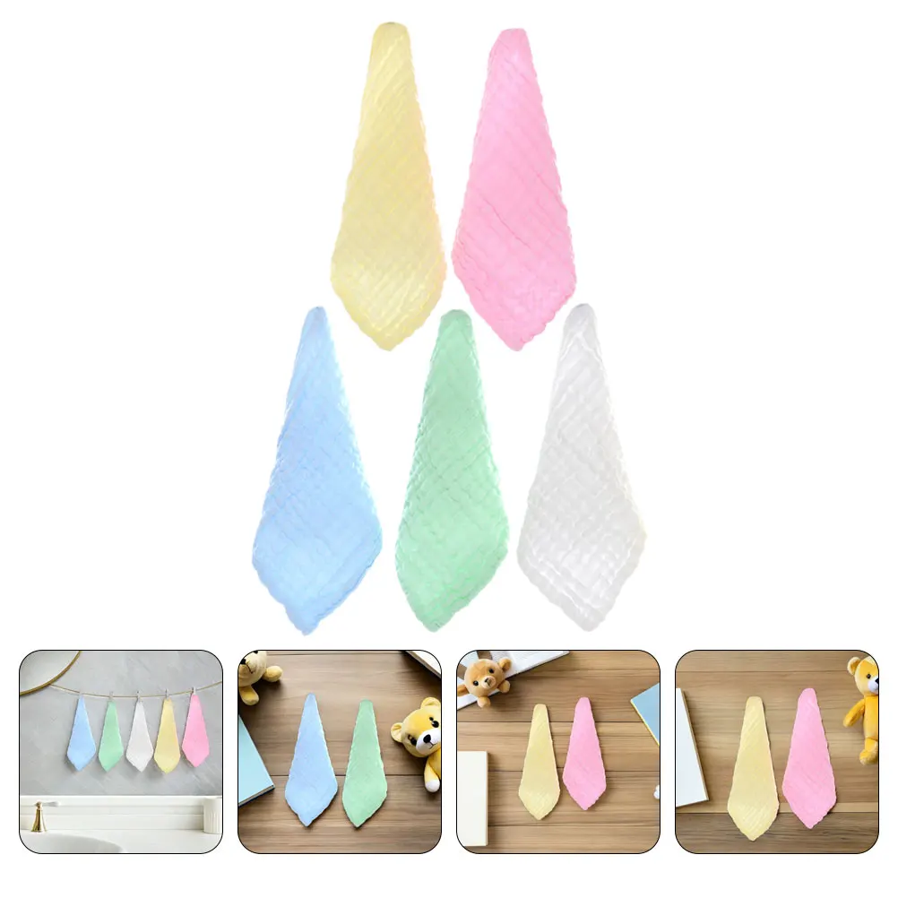 

10Pcs Cotton Baby Washcloths Soft Absorbent Newborn Bath Towels for Infant Skin- Towel Multipurpose Burp Cloths Set