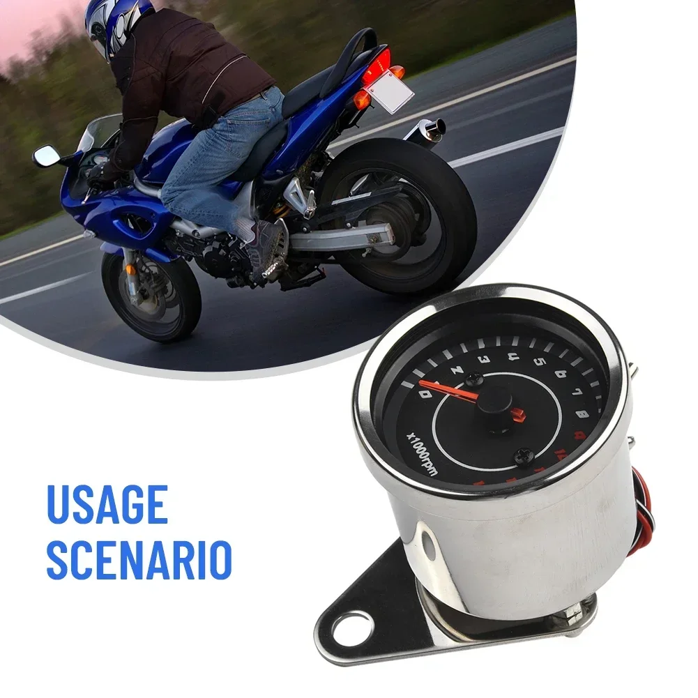 Motorcycle Tachometer Universal 6.5cm Diameter DC 12V Glass Top Housing Applicable To All Motorcycles Tachometer