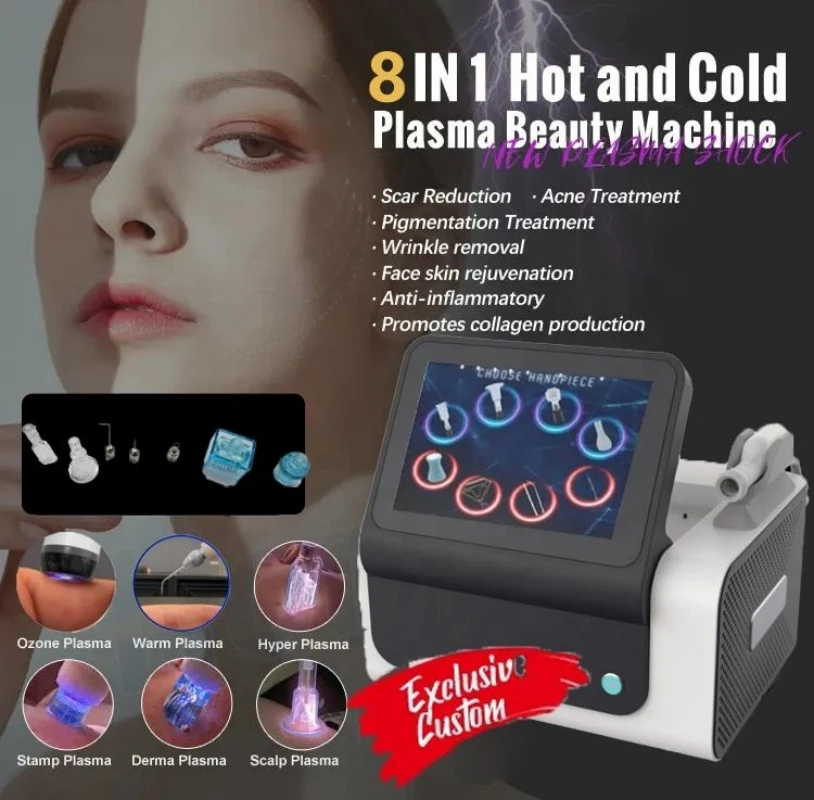 Newest 8 in 1Fusion Plasma scalp diamond stamp jet plasma Professional Laser Fibroblast Ozone Wart Spray Pen Removal Salon