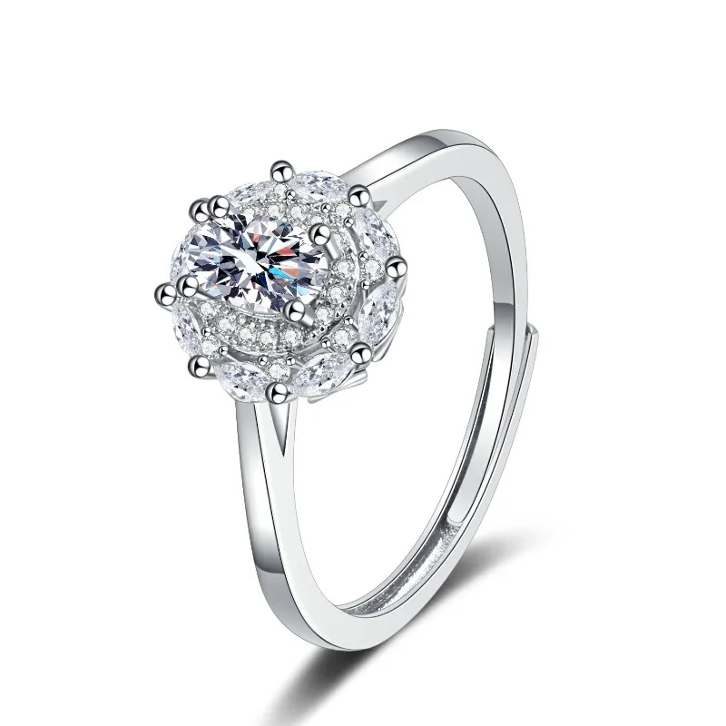 Pierścionek damski w kształcie jajka z diamentem, popularny w Europie i Stanach Zjednoczonych, wysokiej jakości, lekki luksus, prosty, uniwersalny, podkreślający temperament.