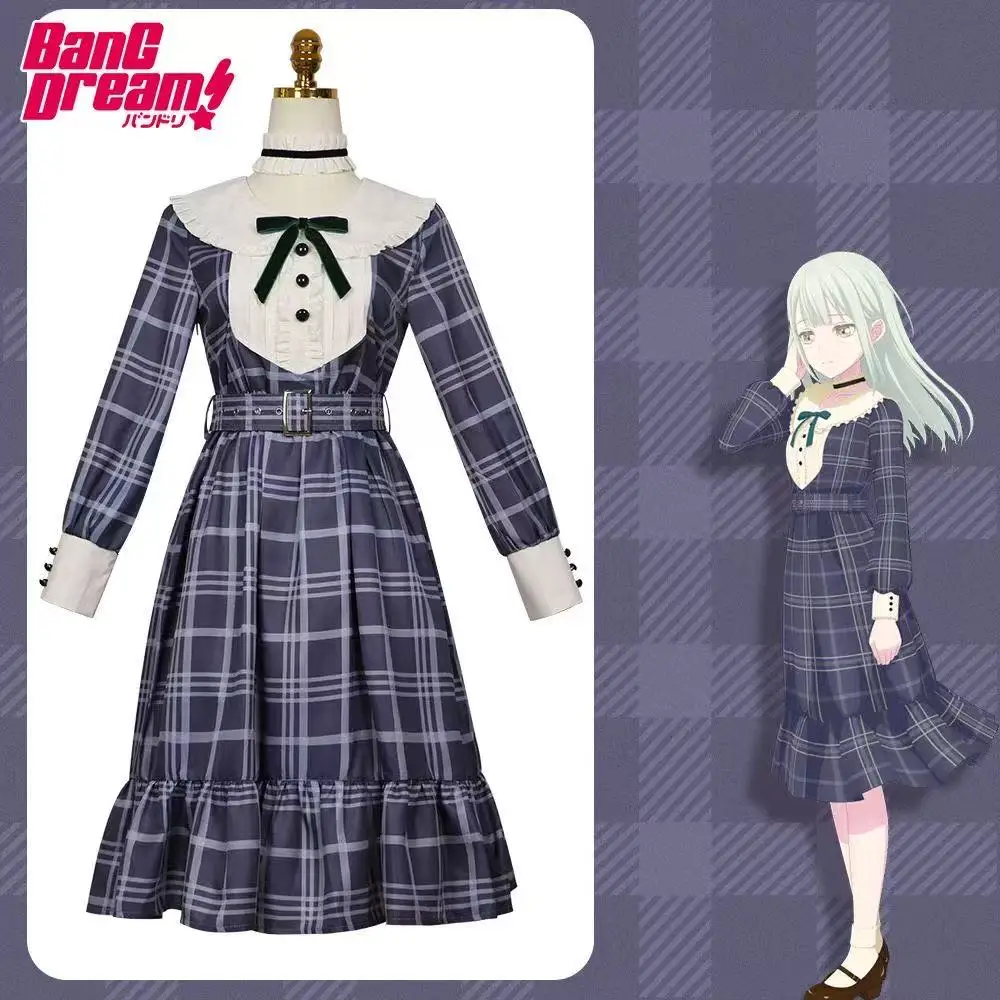 

BanG Dream MyGO Wakaba Mutsuki Cosplay Dress Peter Pan Collar Plaid Design