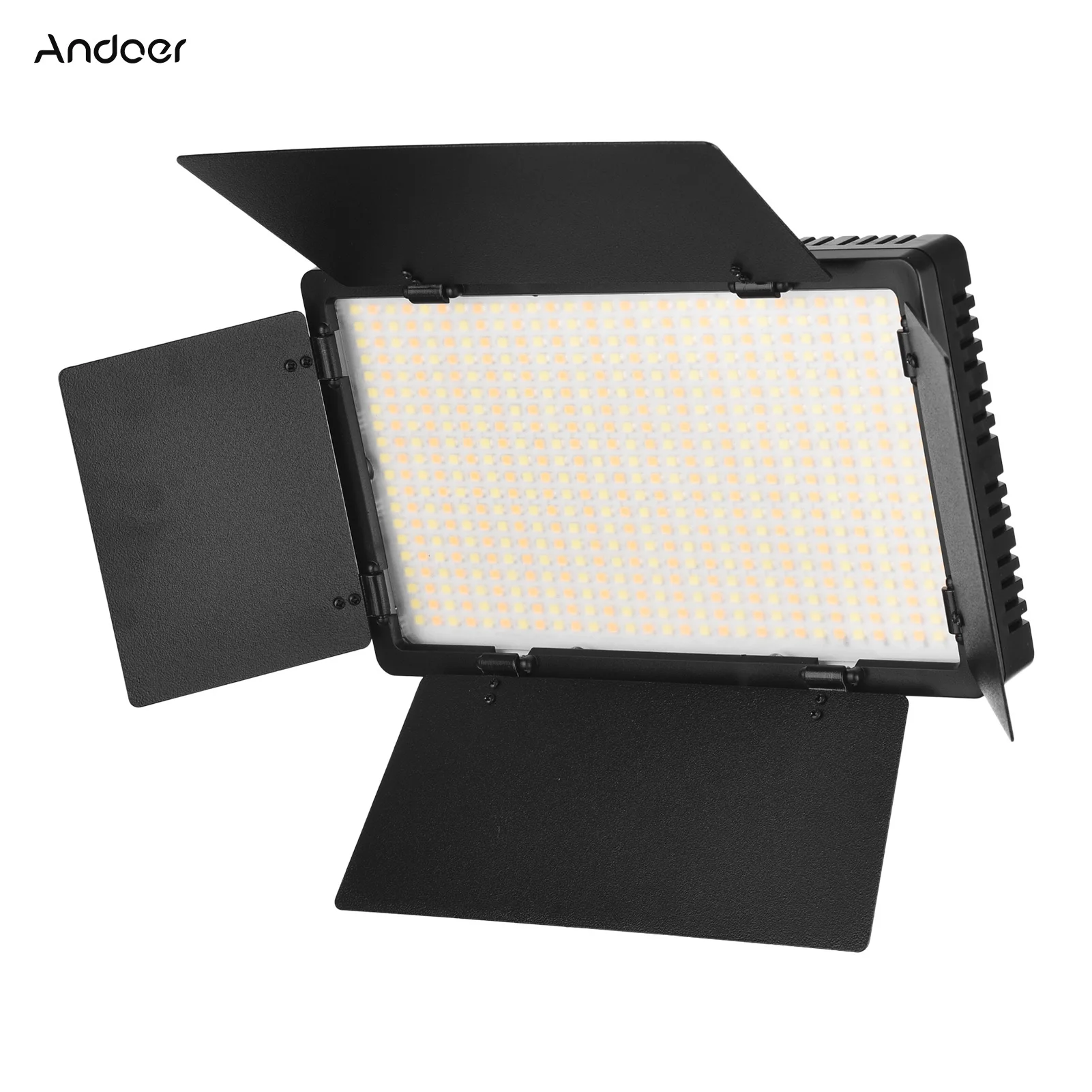 Andoer LED-600 LED Video Light Photography Light Panel 3200-5600K with Barndoor 1/4 Inch Screw Ball Head for Photography Studio