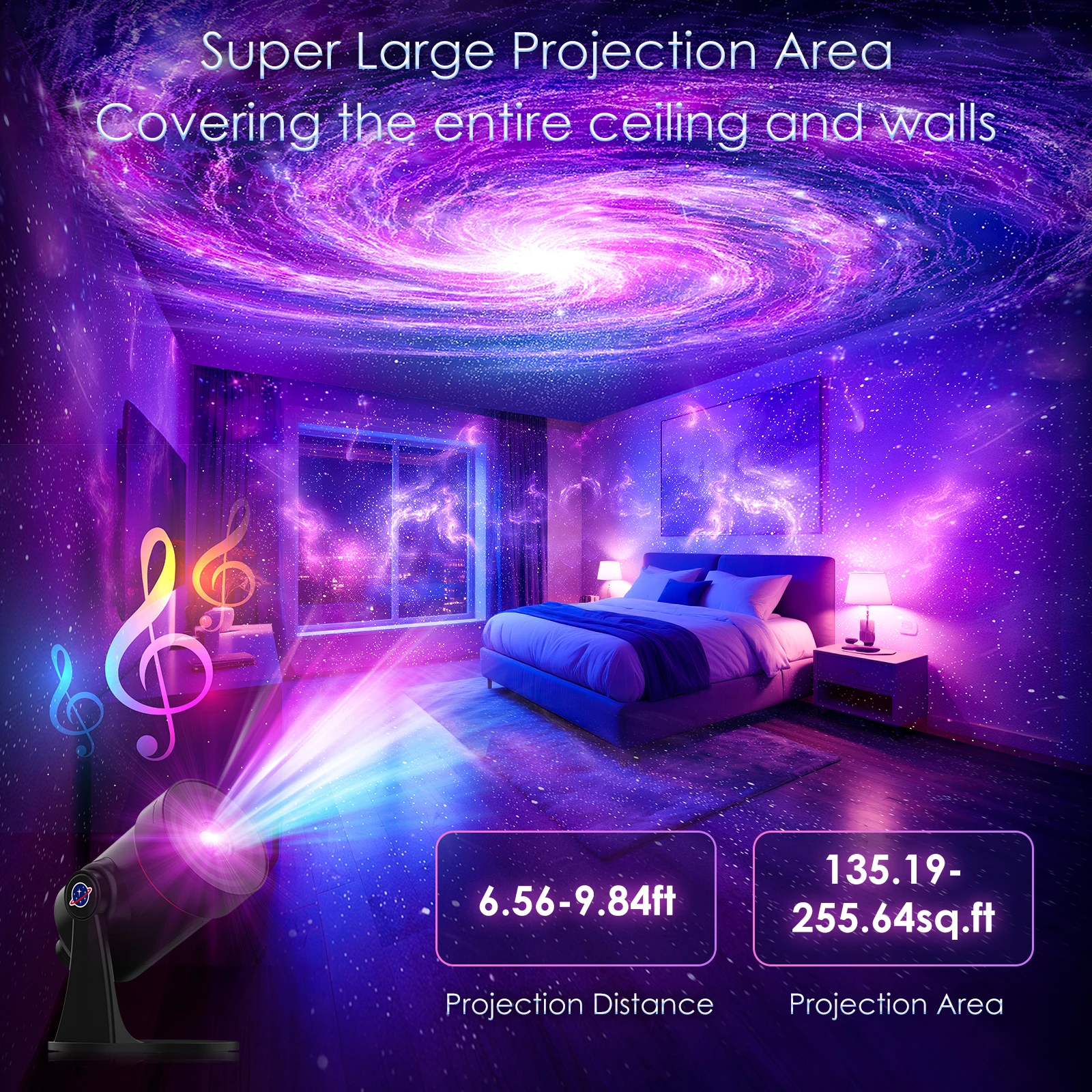 

Звездный проектор Galaxy Night Light HD Lmage Disc Модернизированный проектор для планетария с 28 белыми шумами для спальни, гостиной