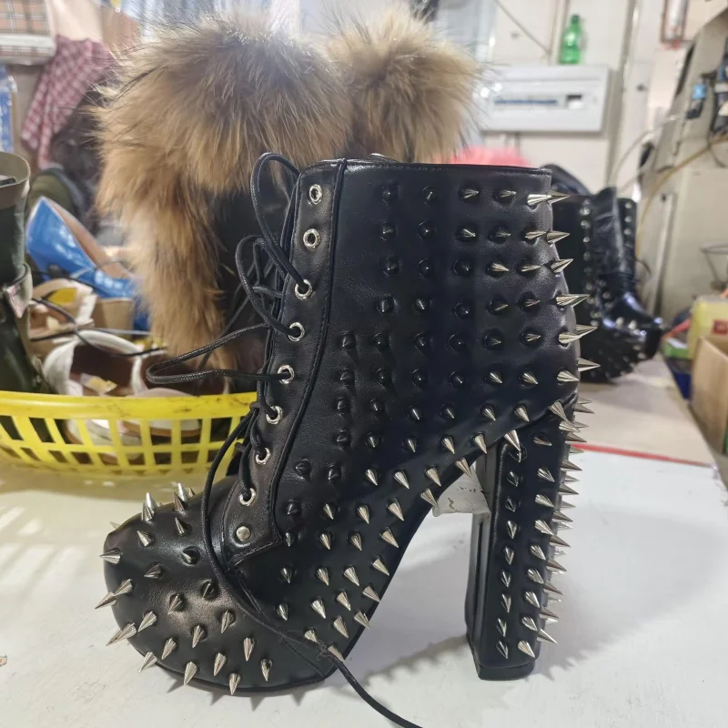 

Black Leather Split Toe Round Heels Mules Slippers Women Solid Shallow Slip On Slippers Fashion Trendy Party Banquet Lady Sandal