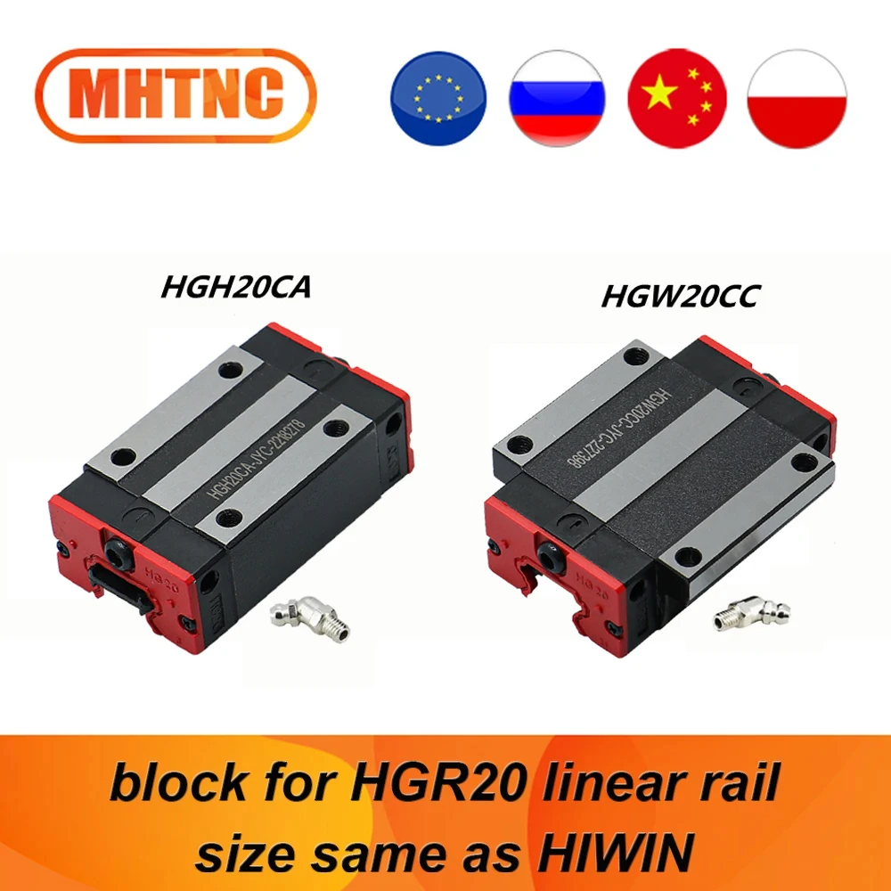 High quality on Sale block for linear rail guide HGR20 1 PCS HGH20CA / HGW20CC carriage slide with Nozzle size is same as HIWIN