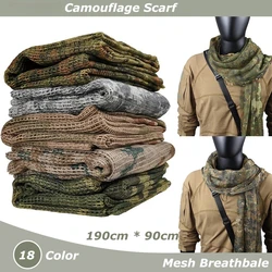 Camouflage Scarf Mesh Breathbale Camo Mesh Scarf Face Veil Head Wrap for Outdoor Sports Camping Cycling Hiking Neckerchief Mask