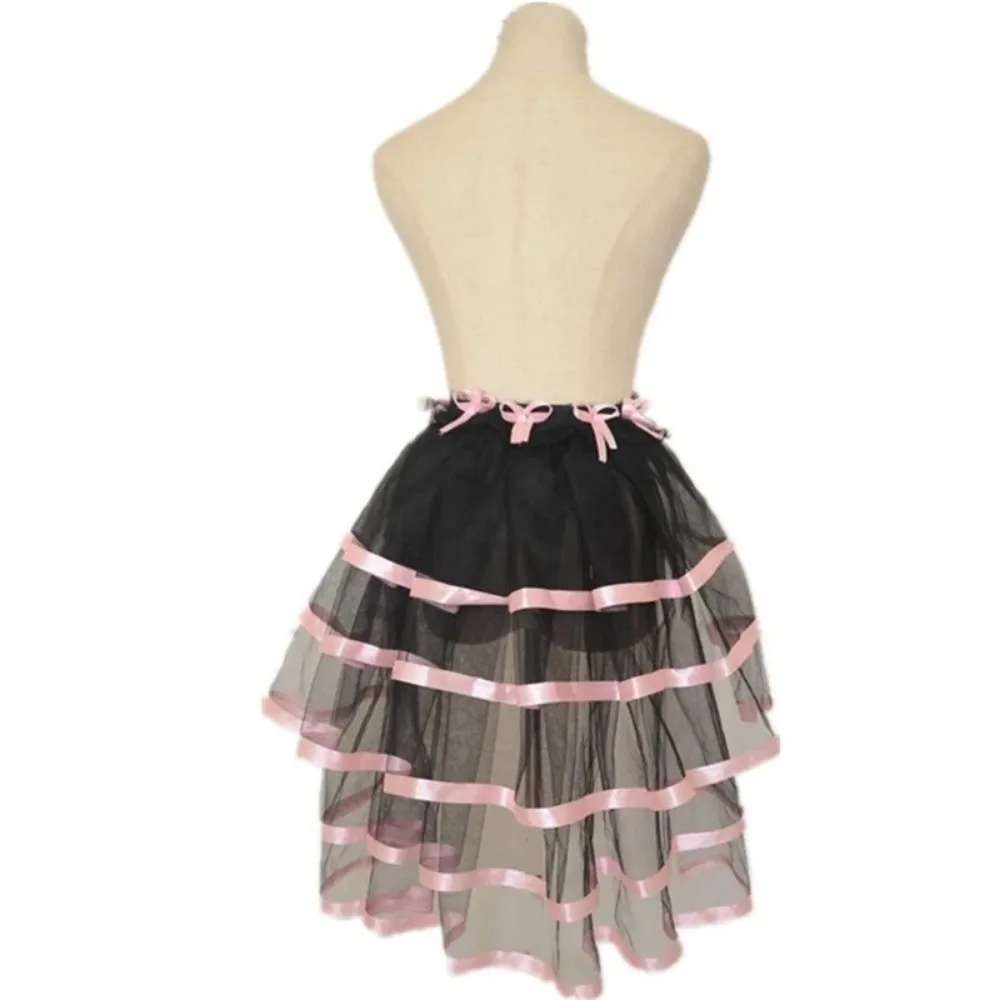 

New Ruffle Sheer Tulle Skirt Elastic Waist Mesh Midi Long Overlay Skirt Punk Style Tiered Women's Overskirt For Roleplay Parties