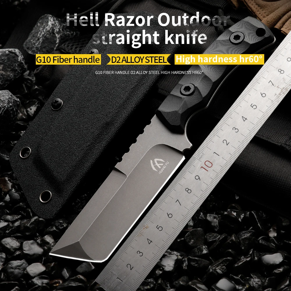 

Ручка Wilderness G10, уличный нож из легированной стали D2, нож для выживания в дикой природе, портативный нож для самообороны высокой твердости, острый нож