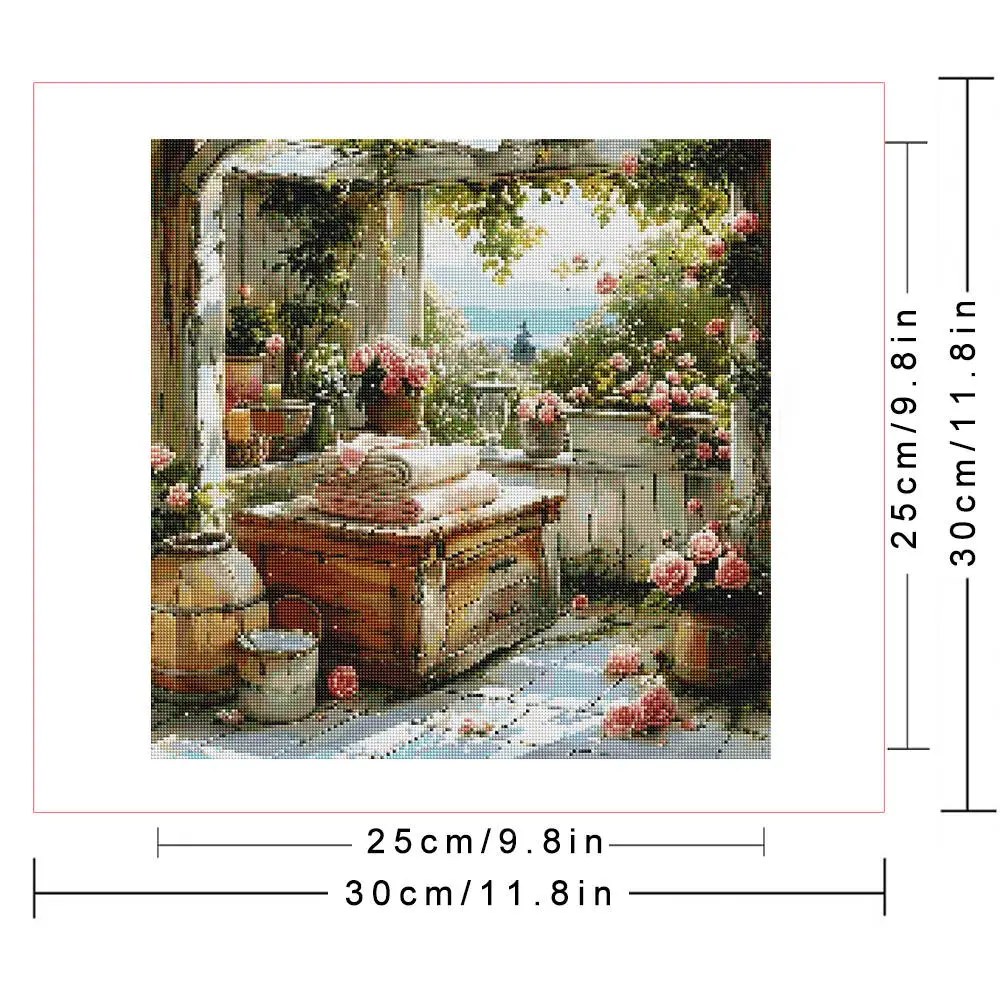 Huacan Diamond Art Painting Kits Landscape Diamond Mosaic Window Scenery Full Set Creative Hobbies Wall Art Home Decor