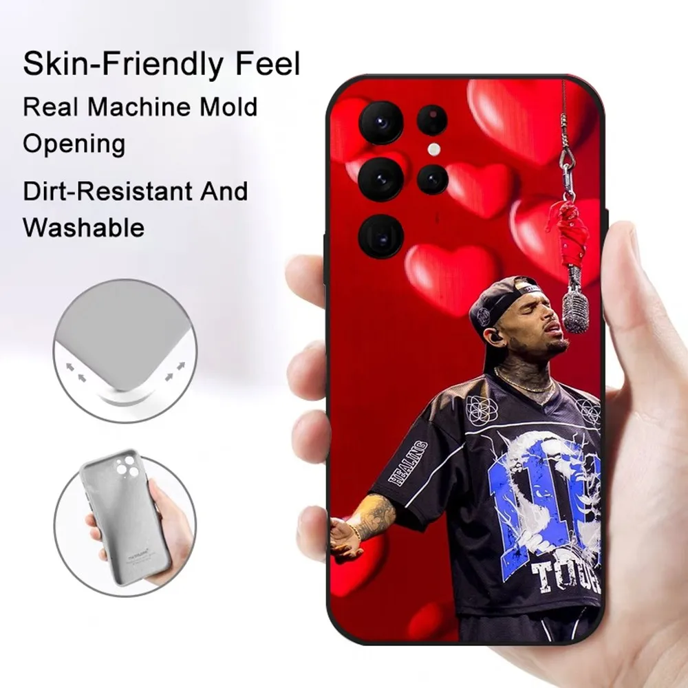 Chris Brown American Rapper Phone Case Samsung S series s20 s21 s22 s23 s24 FE Plus Ultra TPU Soft to Skin-friendly case