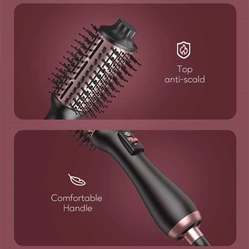 KIPOZI Hair Dryer Hot Air Brush Blow Dryer Brush Create Voluminous Curls 4 in 1 Hot Air Comb Reduces Frizz Static Electricity