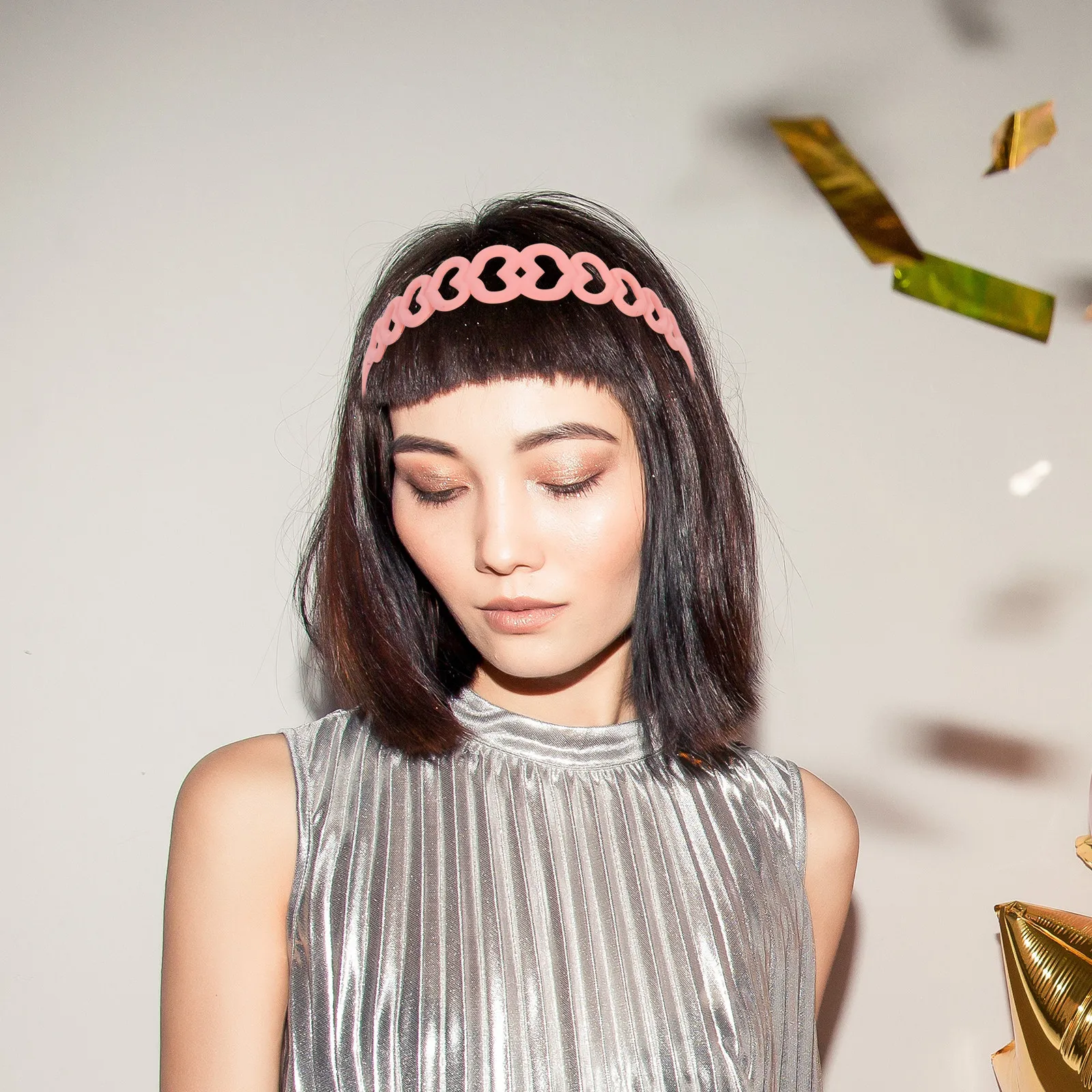 

12Pcs Hollow Design Heart Shaped Headbands Wide Colorful Plastic Hair Hoops for Women Girls Chic Photography Prop Festival