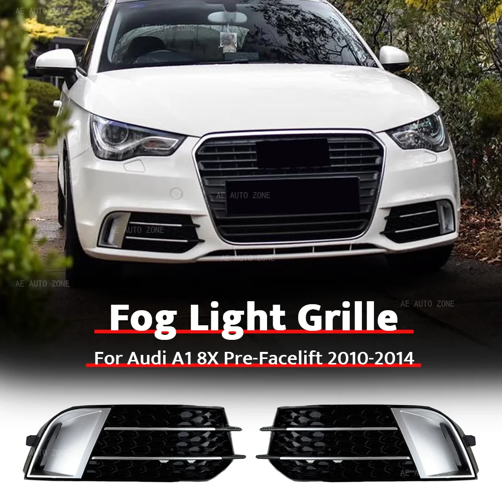 

Upgrade RS Style Front Bumper Fog Light Grille For Audi A1 8X 2010-2014 Fog Chrome Silver Light Cover