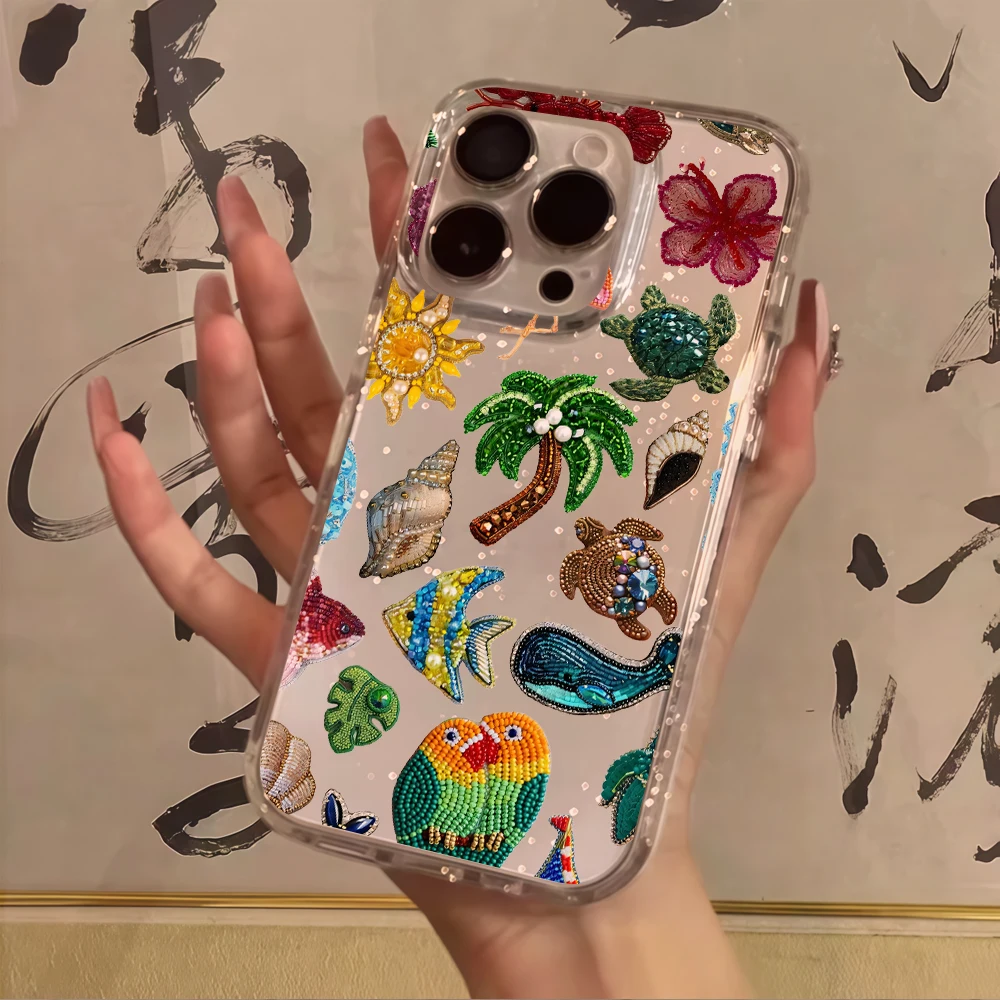 Glitter Shockproof Case - Lüks Moda Kolaj Şeffaf Simli Telefon
