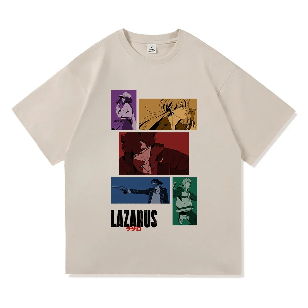 

High-quality 100% cotton T-shirt for men from the Japanese anime Lazarus fashion cartoon Harajuku in summer 2025