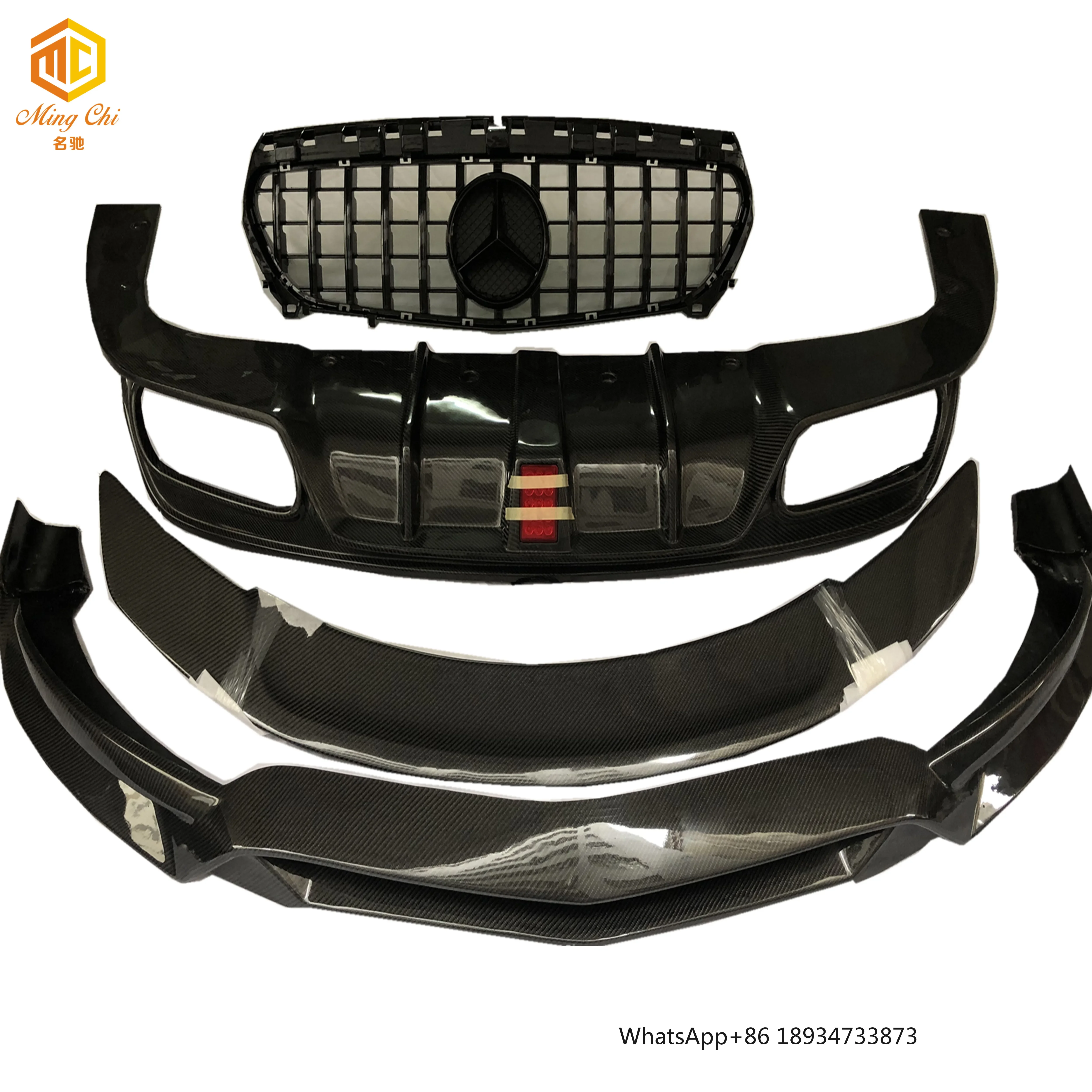 R1LED Style carbon body kit for Mercedes Benz cla45 AMG CLA200 CLA250 class w117 front lip rear diffuser side skirts grille spo