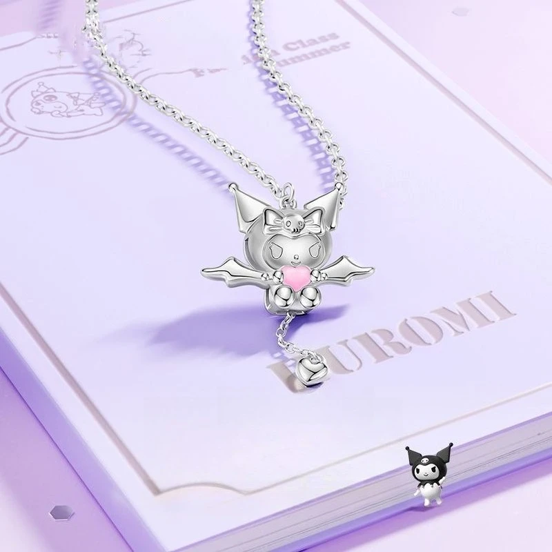 

Miniso Sanrio Kulomi Cupid Heart Necklace Silver Plated Hot Necklace Women Cartoon Cute Girlfriend Birthday Gift
