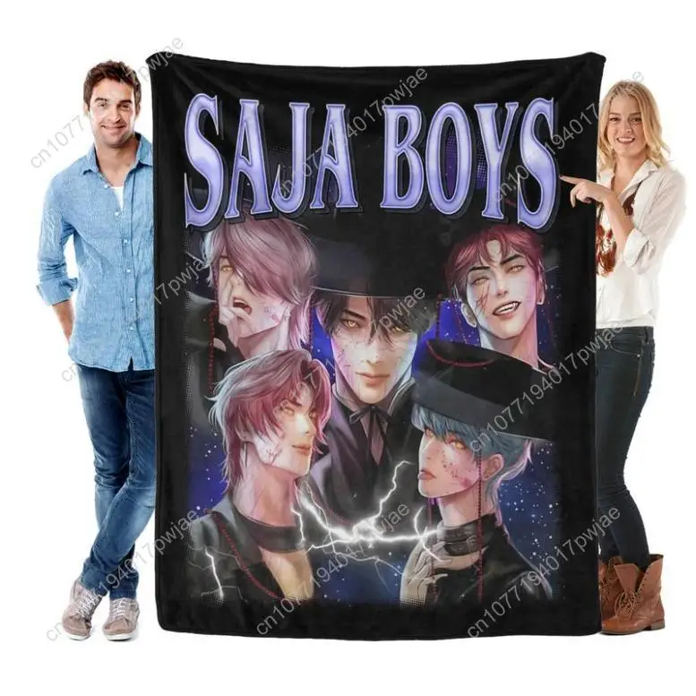 

K-POP DEMON HUNTERS Stylized Trio Flannel Blanket - All-Season Comfort Multi-Purpose Printed Throw Suitable Custom Blankets