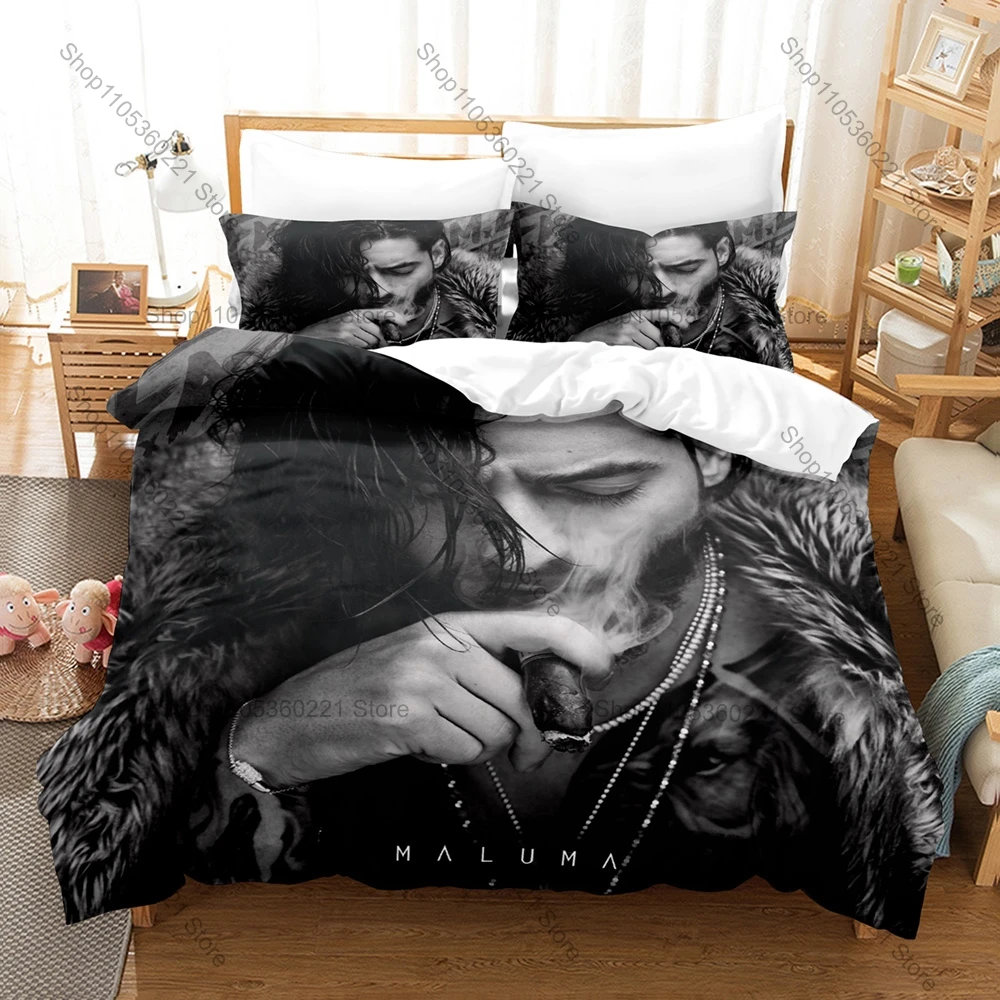 Tropical Latin Urban Pop Style Duvet Cover + 2 Pillowcases Maluma Digital Printed Wrinkle Resistant Bedding Ideal Holiday Gift