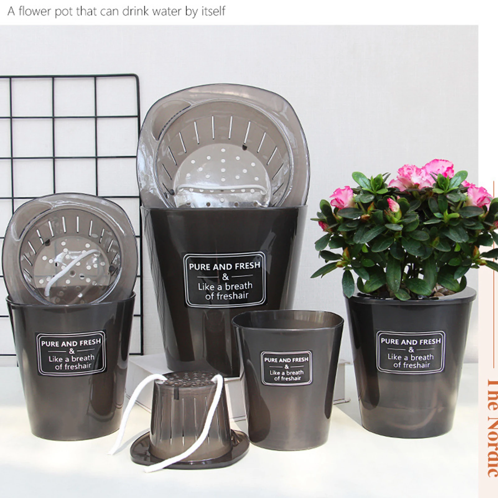 Creative Hydroponic Flower Pot Thick Translucent Plastic Plant Pot with Water Level Indicator INS Style Indoor Outdoor Flowerpot