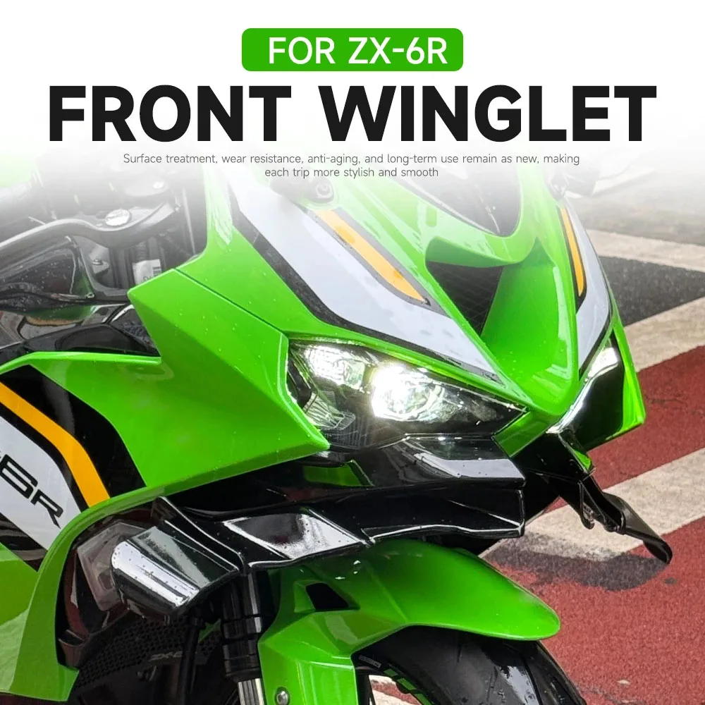 

For Kawasaki ZX-6R ZX6R 2020-2026 Motorcycle Front Spoiler Wing Front Winglet Lip Fairing Small Wing Modification Accessories