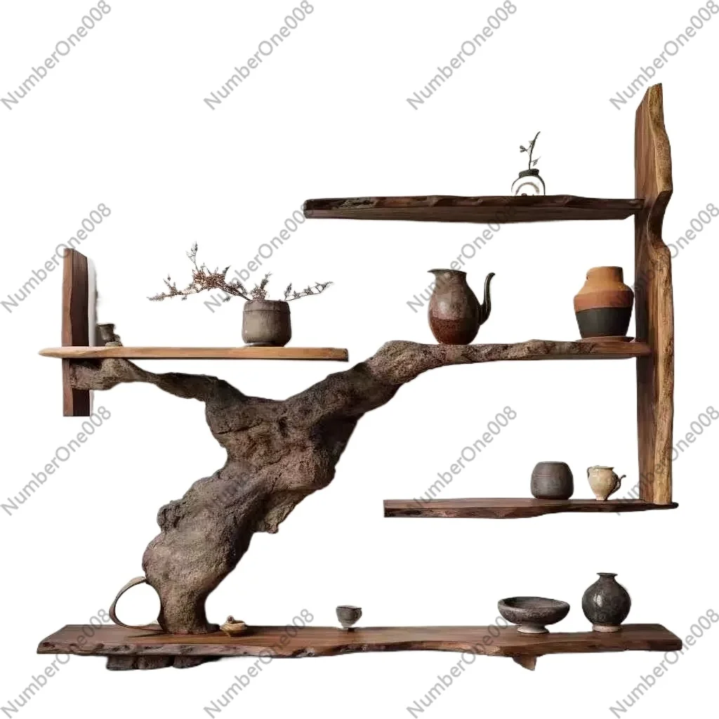 

Стеллаж в форме дерева из старого вяза, декоративная полка, подставка для чайника в стиле Арт-Винд Дуобао, многоуровневое хранилище для домашнего декора