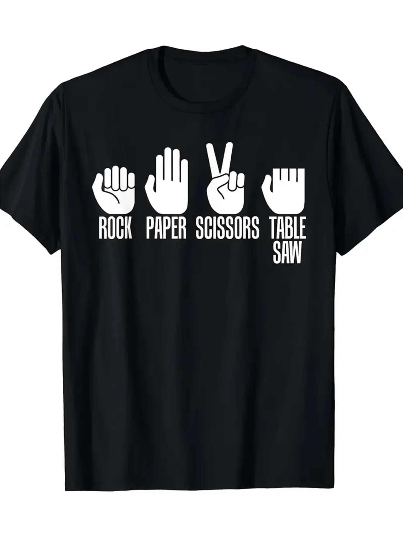 Rock scissors print men's short-sleeved T-shirt high quality soft cotton top casual loose fitness sports daily home