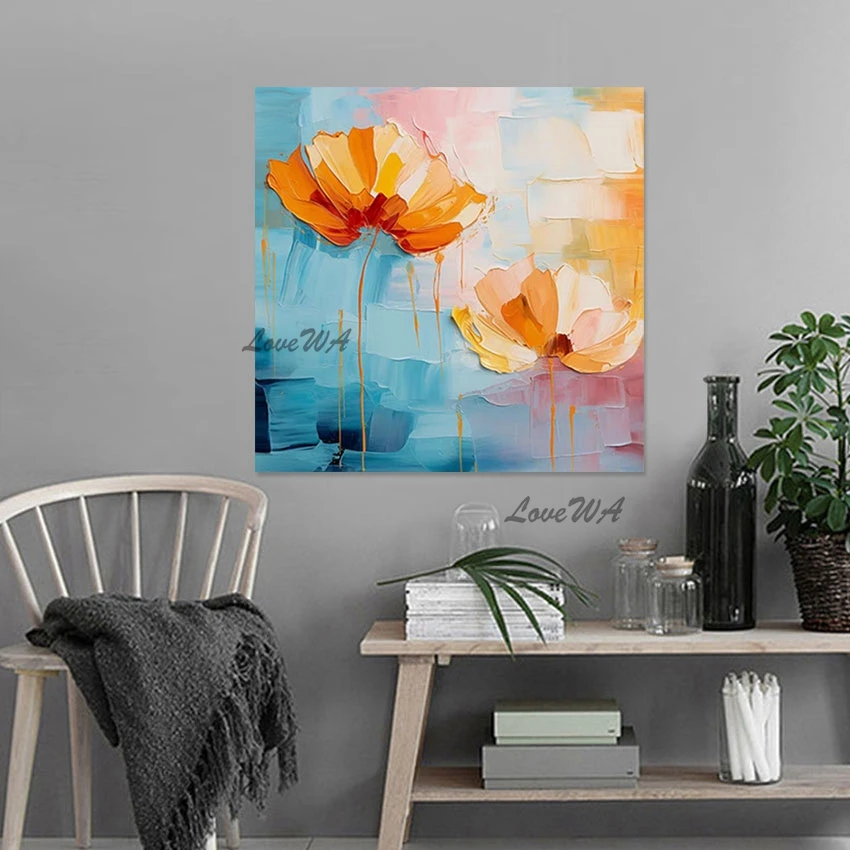 Decor Interior Paintings, No Framed Art Flower Wall Impressionist Still Life Scenery Picture, Abstract Handmade Canvas Artwork