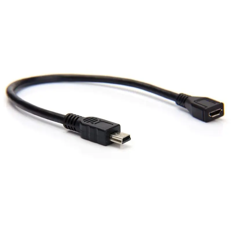 25cm USB 2.0 Micro 5Pin Female to Mini 5Pin USB Male 90 Degree Bend Charging Data Adapter Cable